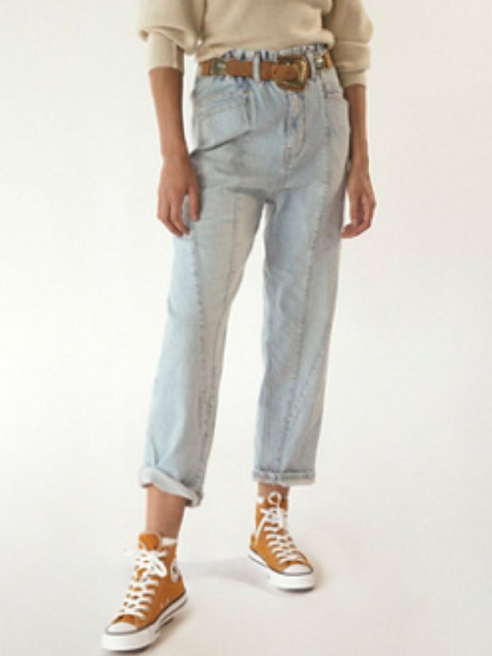 Free People Powell Boyfriend Pull On Jeans - Light Indigo